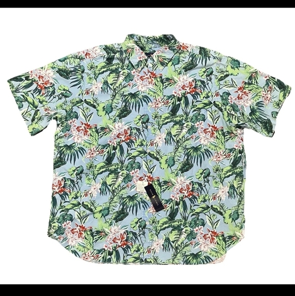 Polo Ralph Lauren Other - Ralph Lauren Hawaiian Shirt Green Tropical All-Over Print Cotton Mens 2XB NWT